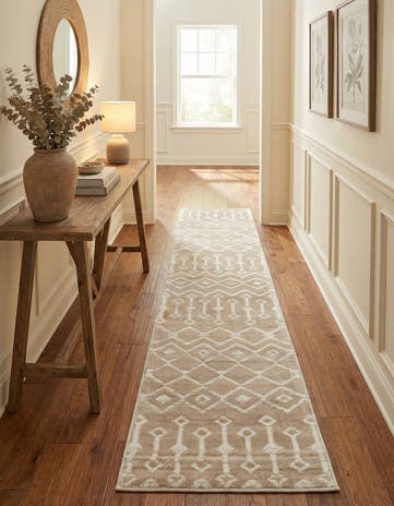 Beige Kasbah Trellis Runner Rug