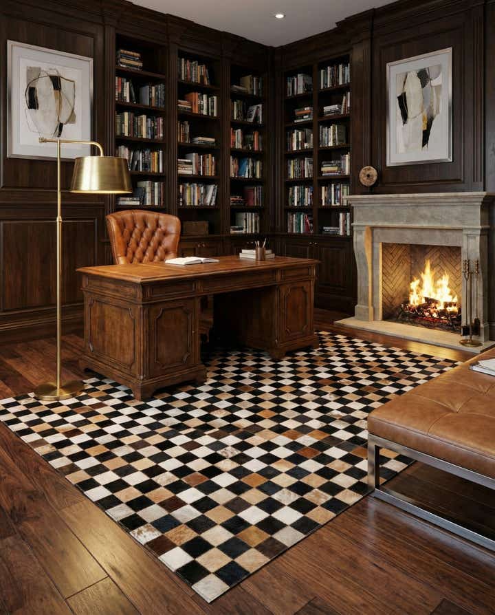 5' x 8' Cowhide Leather Rug