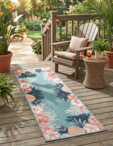 2' 2 x 6' Easy-Clean Botanical Indoor / Outdoor Runner Rug