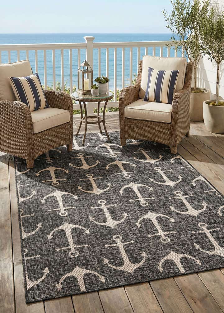 5' 3 x 8' Easy-Clean Coastal Indoor / Outdoor Rug
