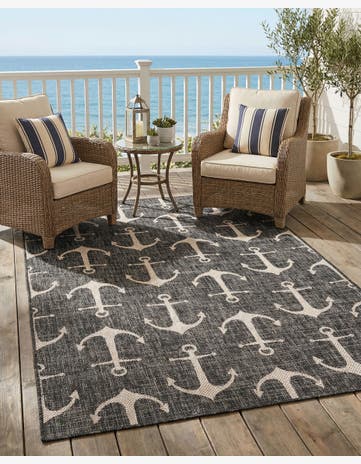 5' 3 x 8' Easy-Clean Coastal Indoor / Outdoor Rug