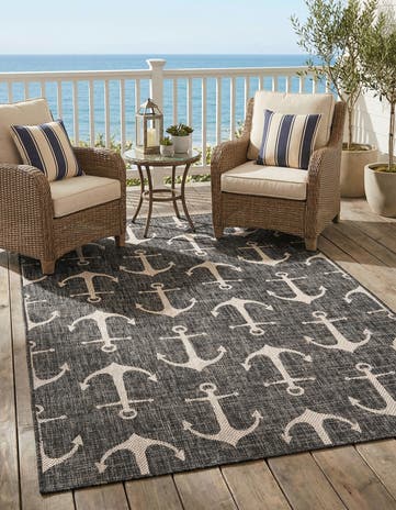 5' 3 x 8' Easy-Clean Coastal Indoor / Outdoor Rug