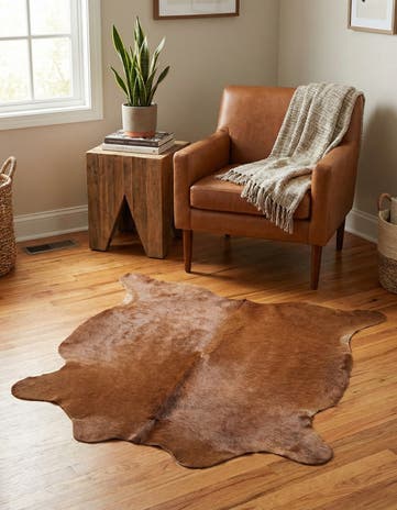 2' 2 x 2' 11 Cowhide Leather Rug