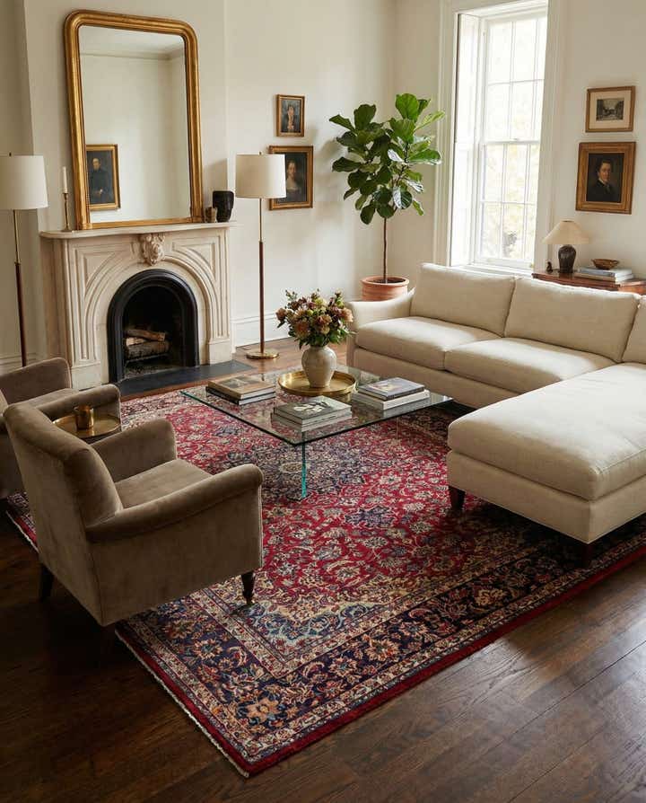 9' 6 x 13' 5 Hand Knotted Isfahan Persian Wool Rug