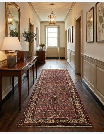 3' 8 x 9' 10 Hand Knotted Hossainabad Persian Wool Runner Rug