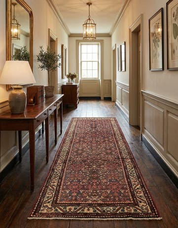 3' 8 x 9' 10 Hand Knotted Hossainabad Persian Wool Runner Rug