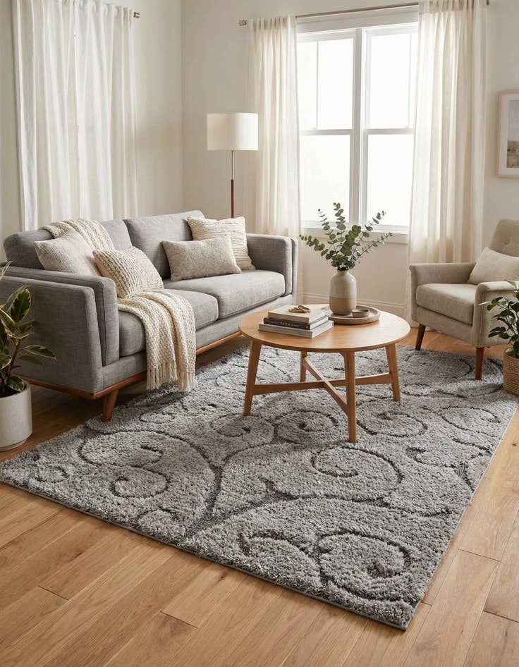 Detail image of 4' x 6' Floral Shag Rug