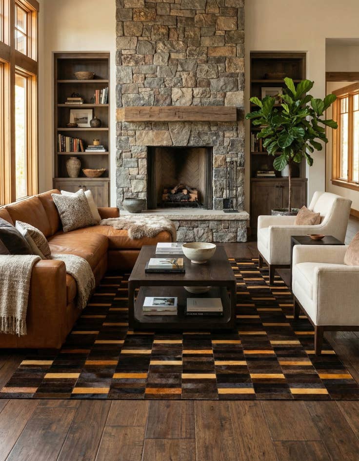 Detail image of  5' 1 x 8' Cowhide - Patchwork Rug