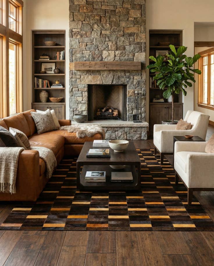 Detail image of 5' 1 x 8' Cowhide - Patchwork Rug