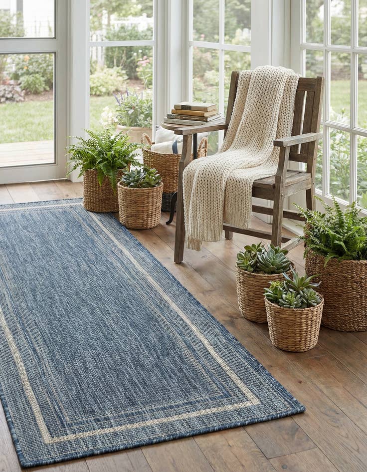 Detail image of  2' x 6'  Washable Border Indoor / Outdoor Runner Rug