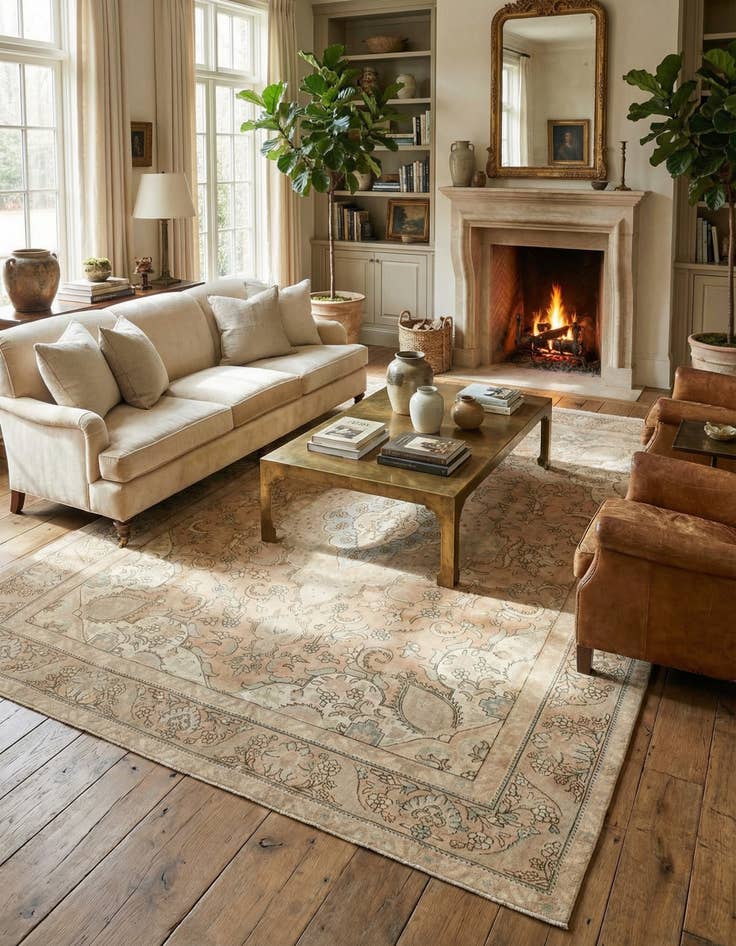 Detail image of 9' 4 x 12' 8 Hand Knotted Ultra Vintage Persian Wool Rug