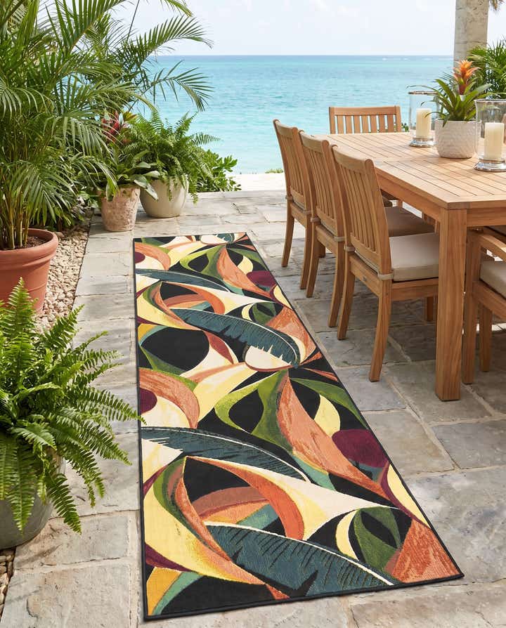 80cm x 335cm Leicht zu reinigen Botanical Innen- / Außenbereich Läufer Teppich