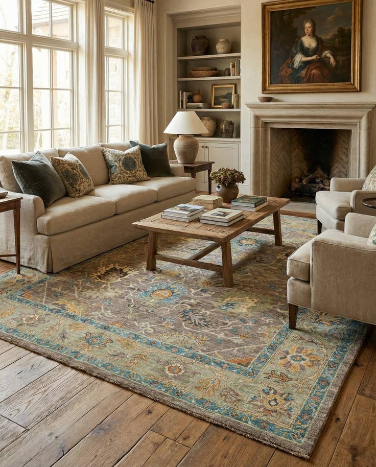 Detail image of 8' 1 x 9' 10 Hand Knotted Oushak Rug