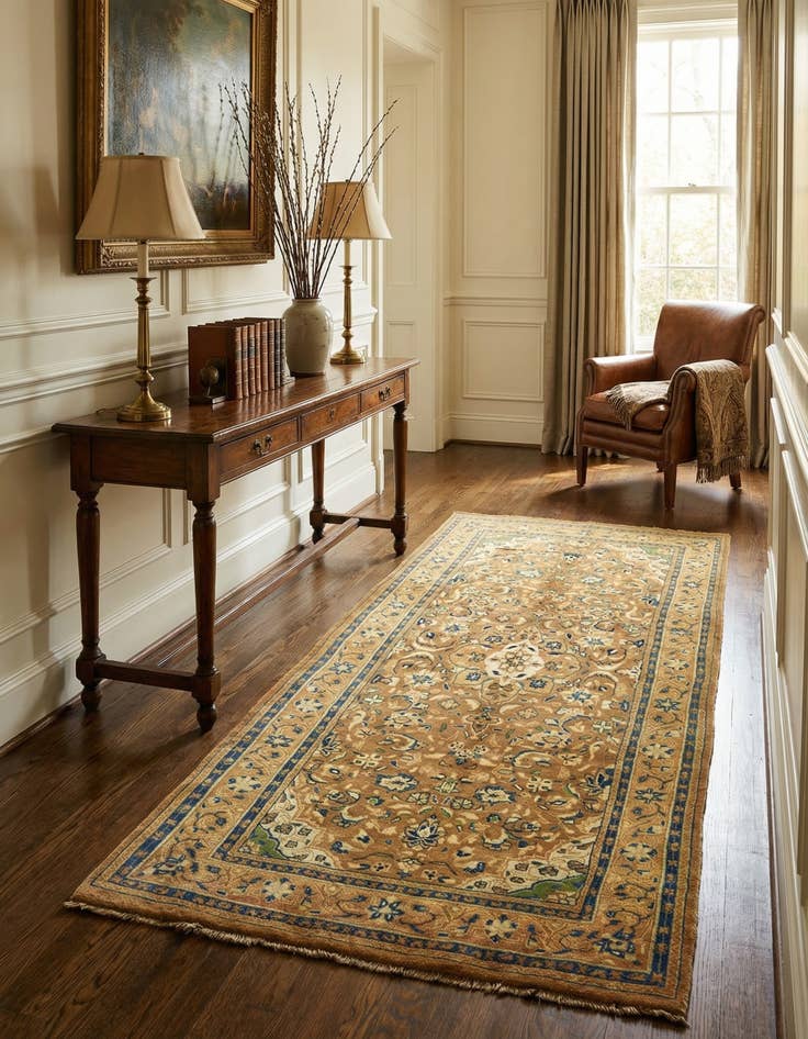 Detail image of 4' 11 x 10'  Hand Knotted Farahan Persian Wool Runner Rug