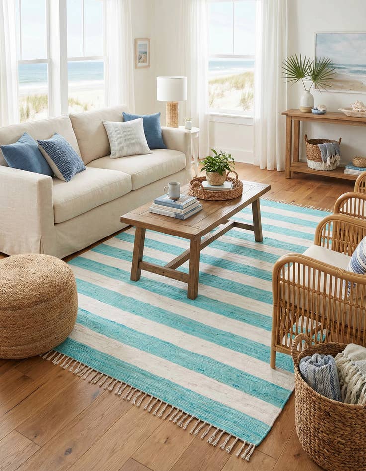 Detail image of 9' x 12'  Hand Woven Chindi Rag Rug