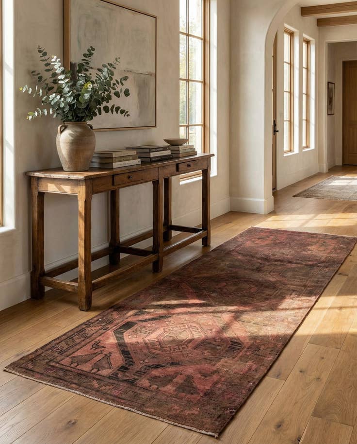 Detailansicht von 120cm x 315cm Handgeknüpft Ultra Vintage Persisch Wolle Läufer Teppich