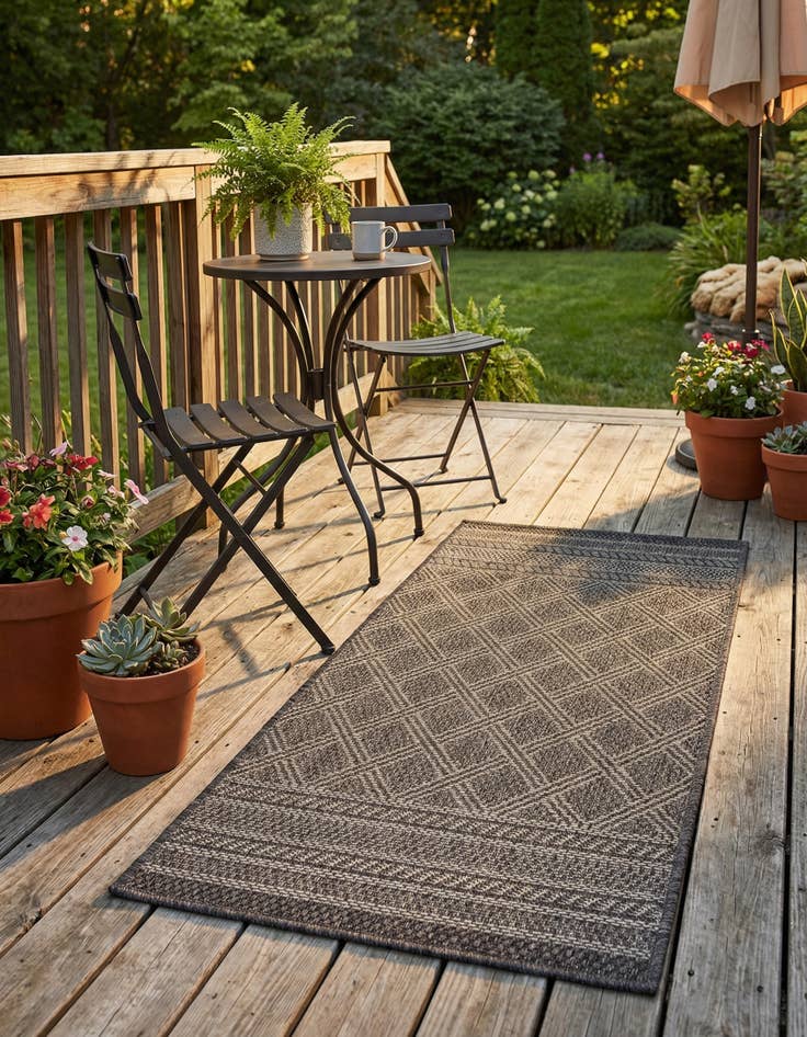 Detail image of  2' x 3' 1  Washable Lattice Indoor / Outdoor Rug