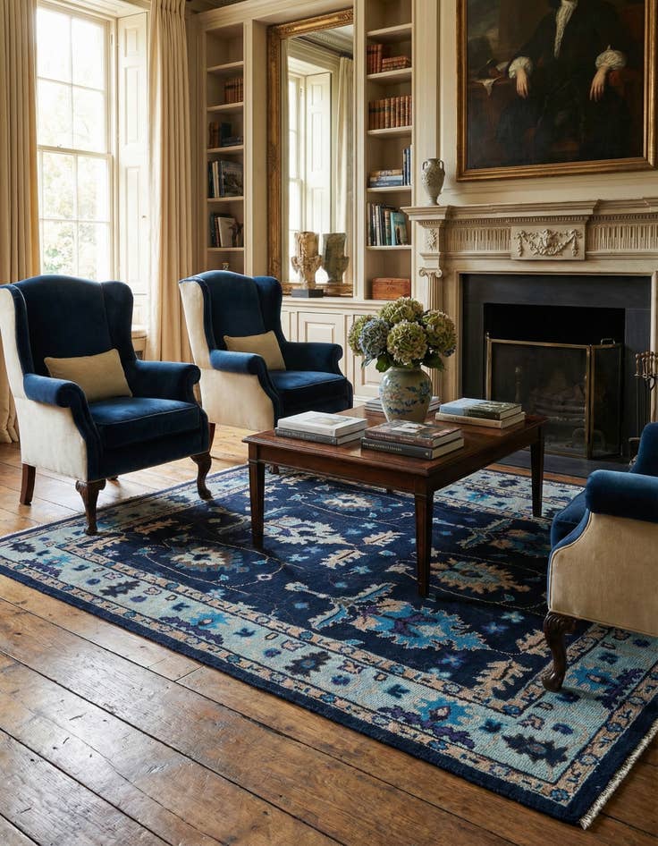 Detail image of  7' 10 x 10'  Hand Knotted Oushak Wool Rug