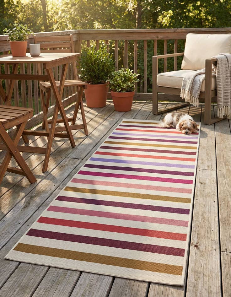 Detail image of 2' x 8' Easy-Clean Ribbon Indoor / Outdoor Runner Rug