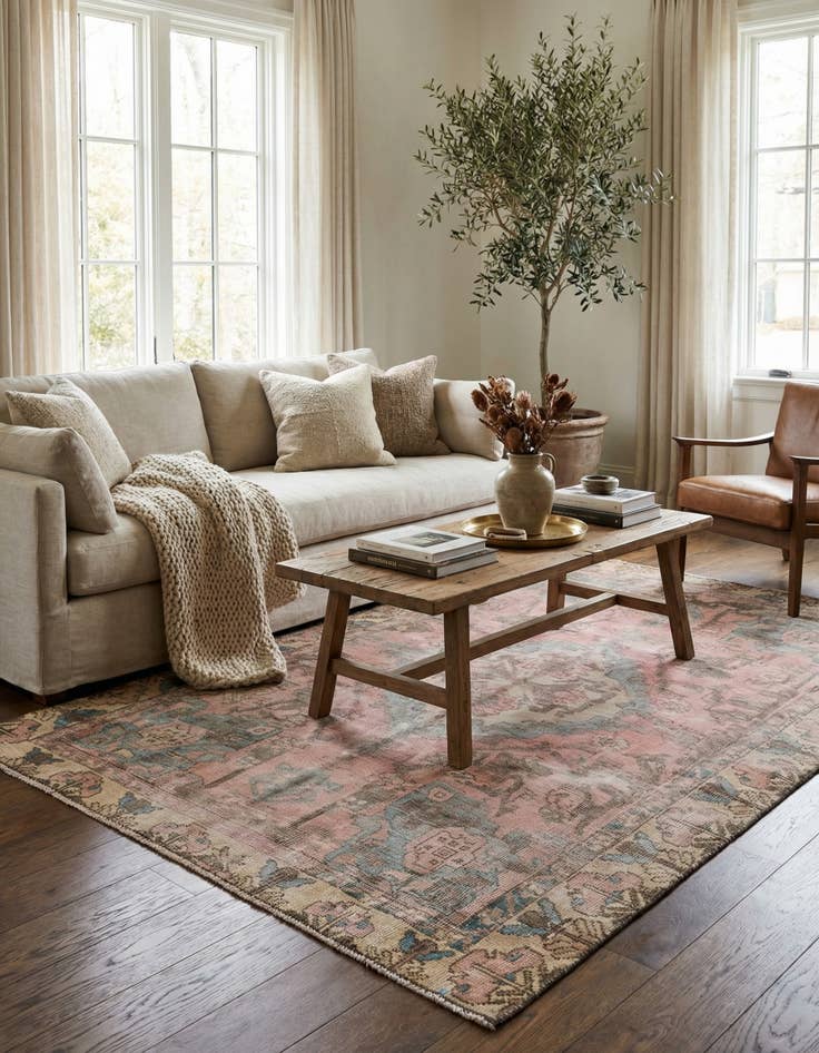 Detail image of 4' 6 x 6' 5  Hand Knotted Ultra Vintage Persian Wool Rug