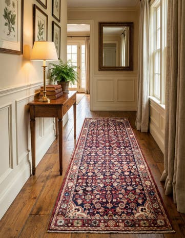 3' 6 x 9' 8 Hand Knotted Hossainabad Persian Wool Runner Rug