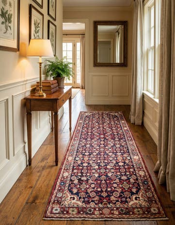 3' 6 x 9' 8 Hand Knotted Hossainabad Persian Wool Runner Rug