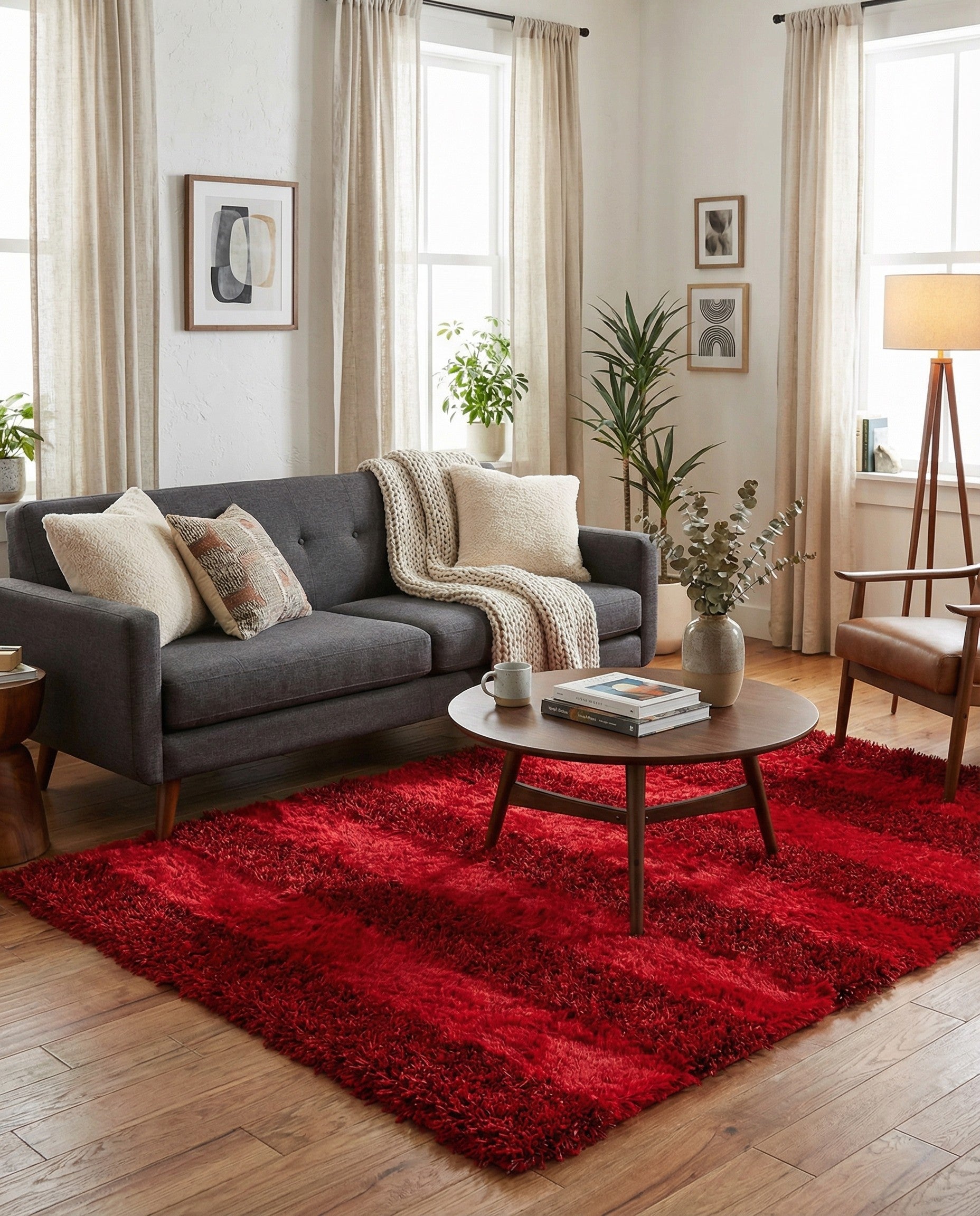  5' x 6' 7  Hand Knotted Solid Shag Oriental Rug