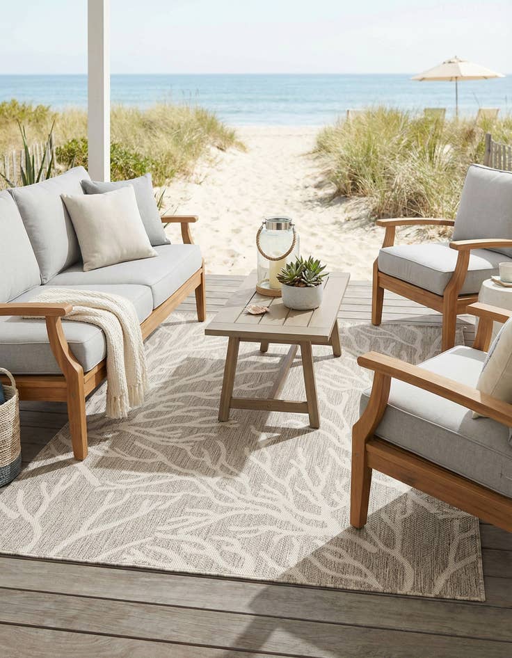 Detail image of 5' 3 x 7'  Washable Coastal Indoor / Outdoor Rug