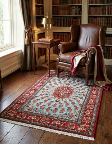 3' 7 x 5' Hand Knotted Qom Persian Rug