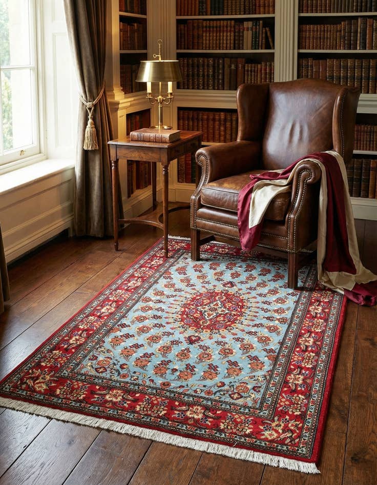 Detail image of  3' 7 x 5'  Hand Knotted Qom Persian Rug