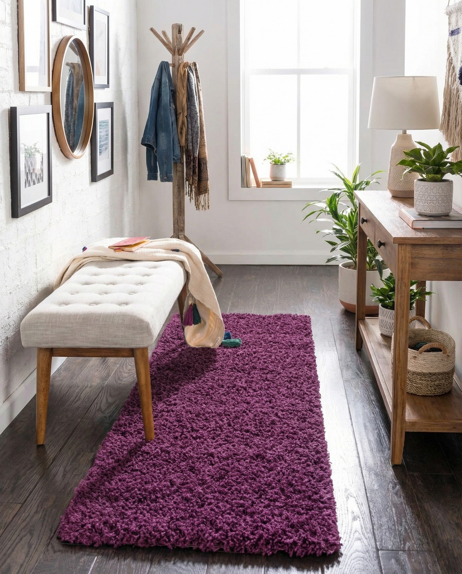  2' x 6' 5 Solid Shag Runner Rug