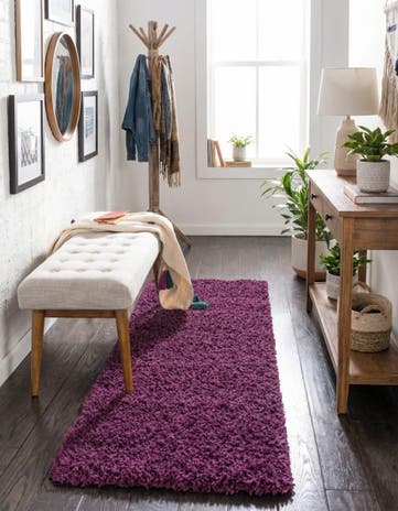 Eggplant Purple Solid Shag Runner Rug