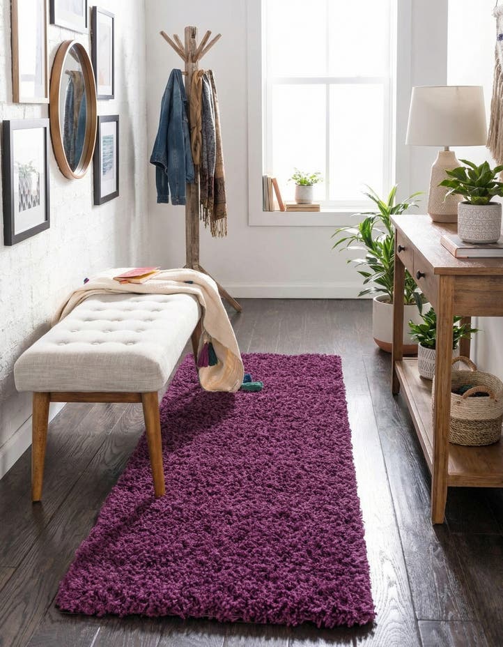 2' x 6' 5 Solid Shag Runner Rug