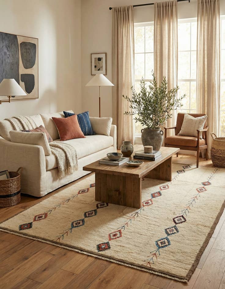 Detail image of  6' 4 x 9' 7  Hand Knotted Moroccan Wool Rug