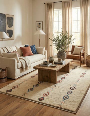 6' 4 x 9' 7 Hand Knotted Moroccan Wool Rug