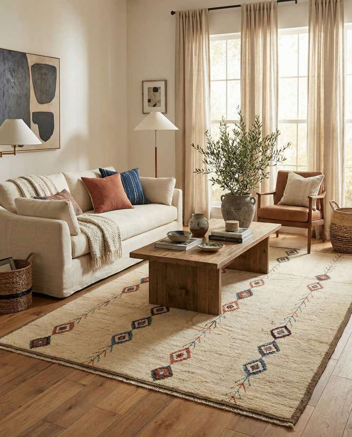 6' 4 x 9' 7 Hand Knotted Moroccan Wool Rug