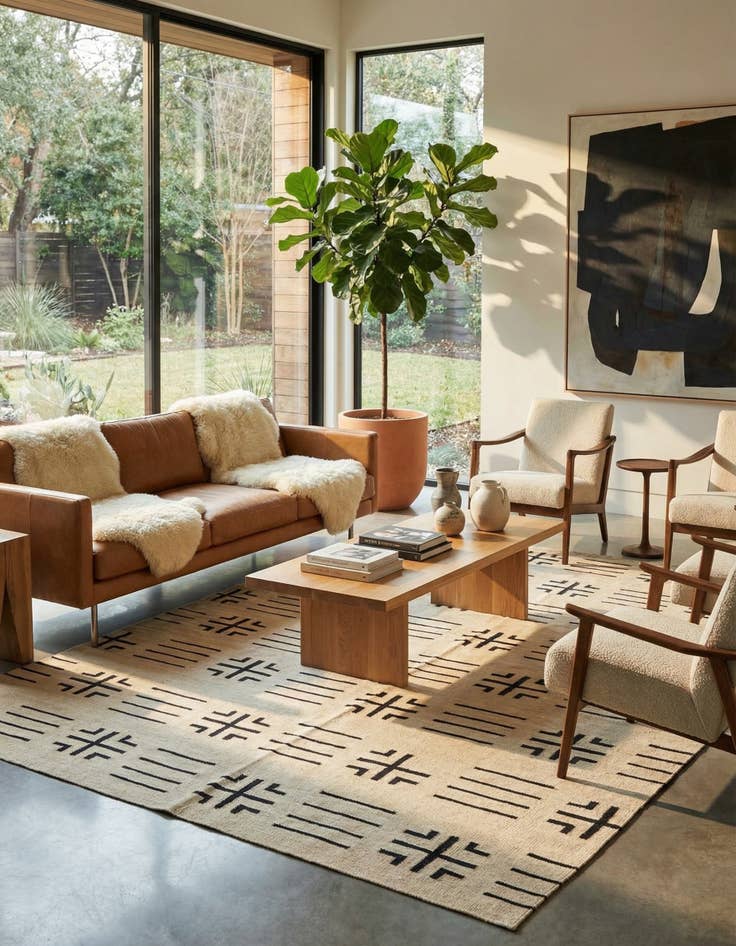 Detail image of 6' 11 x 9' 3  Hand Woven Kilim Modern Wool Rug