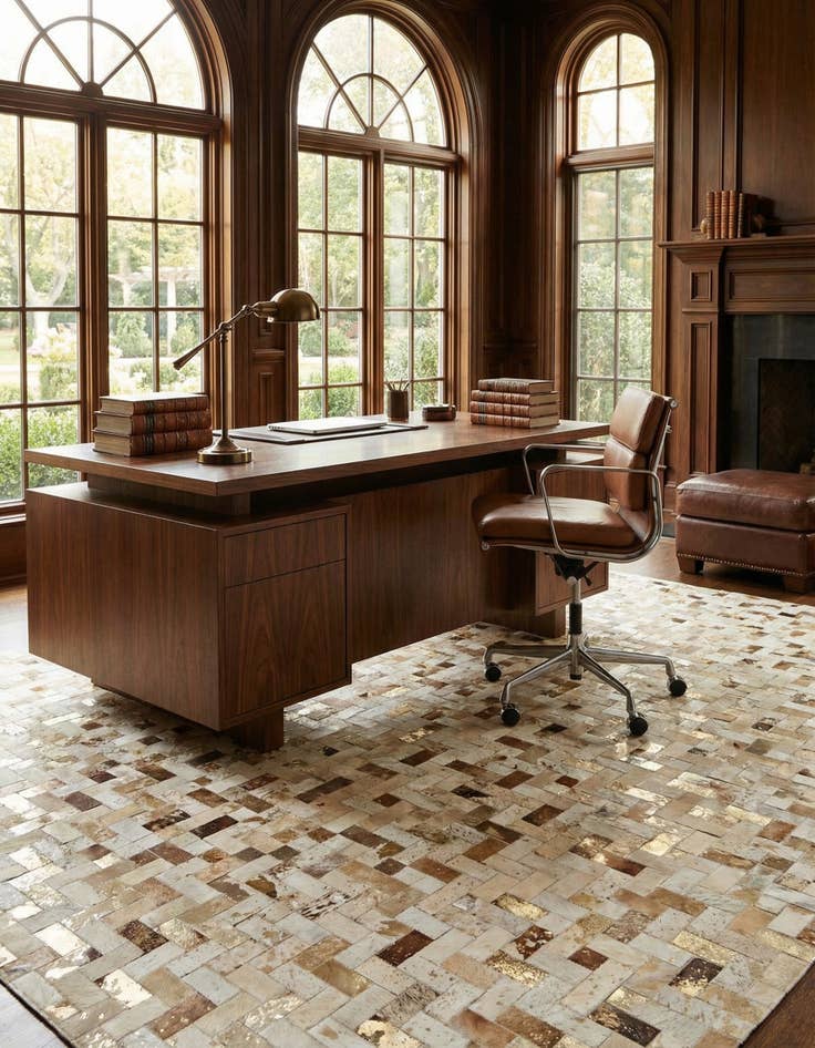 Detail image of  7' 1 x 10' 1 Cowhide - Patchwork Rug