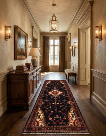 3' 7 x 9' 9 Hossainabad Wool Runner Rug