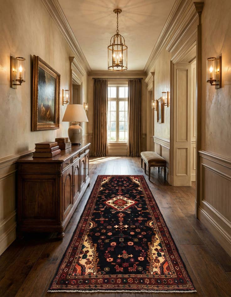 Detail image of 3' 7 x 9' 9 Hossainabad Wool Runner Rug