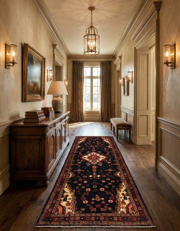 3' 7 x 9' 9 Hossainabad Wool Runner Rug