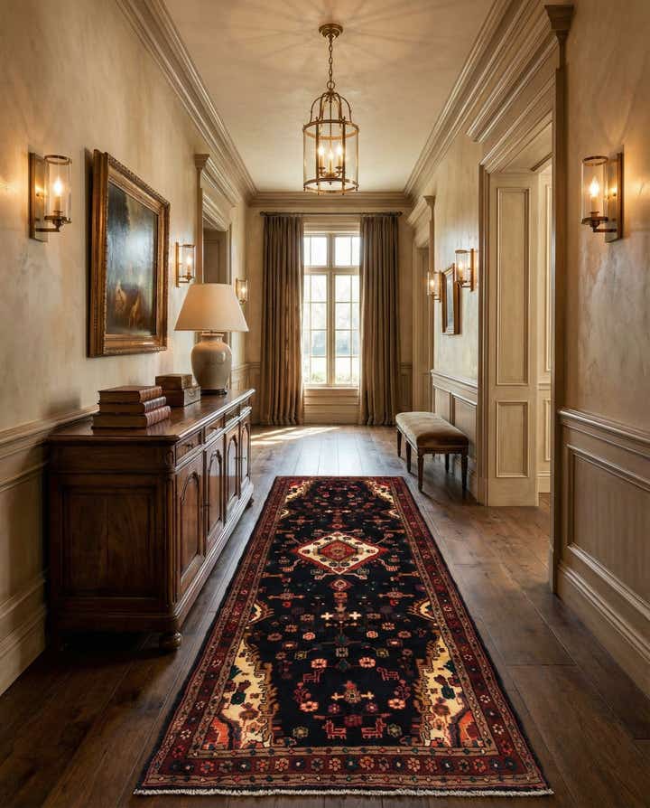 3' 7 x 9' 9 Hossainabad Wool Runner Rug