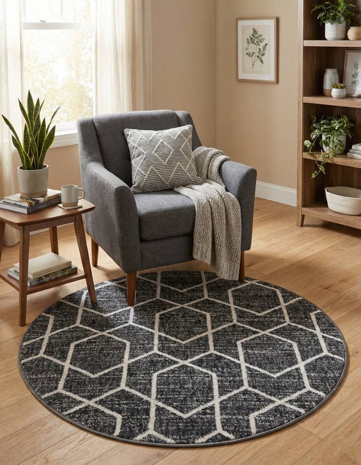 Detail image of  3' 3 x 3' 3 Eco Trellis Round Rug