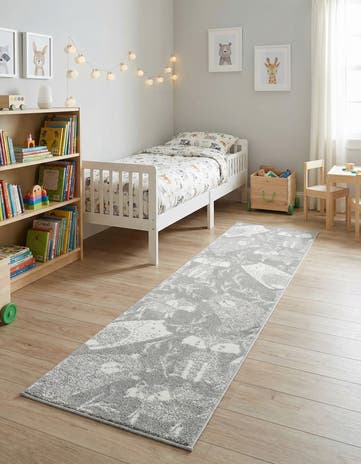 Gray Whimsy Kids Runner Rug