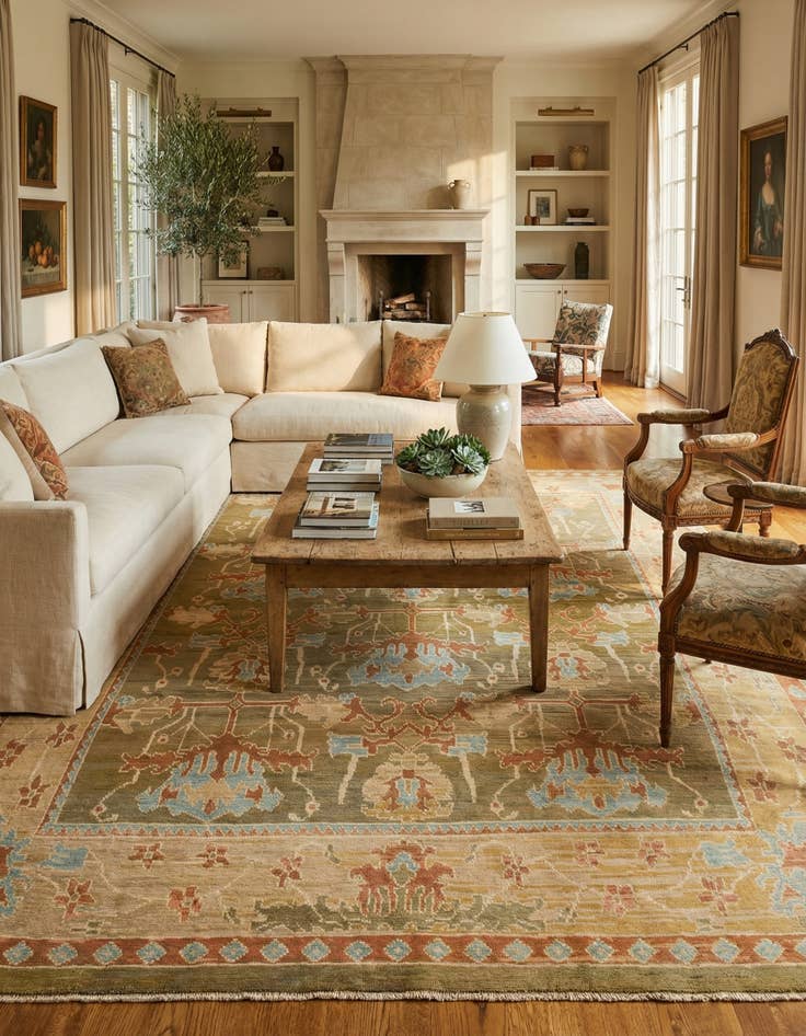 Detail image of  11' x 14' 5  Hand Knotted Oushak Wool Rug