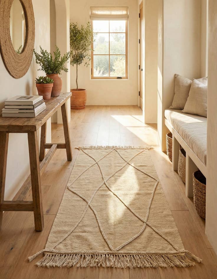 Detail image of  2' 4 x 4' 11  Hand Knotted Moroccan Wool Runner Rug