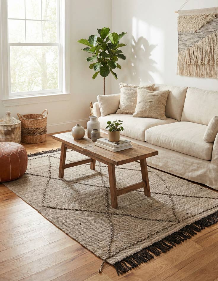 Detail image of 5' 3 x 8'  Hand Knotted Moroccan Wool Rug