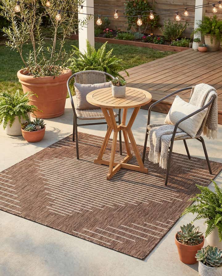 5' 3 x 5' 3 Easy-Clean Modern Indoor / Outdoor Square Rug