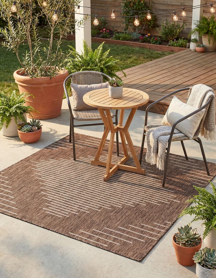 5' 3 x 5' 3 Easy-Clean Modern Indoor / Outdoor...
