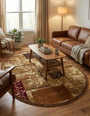 Beige Cafe Oval Rug